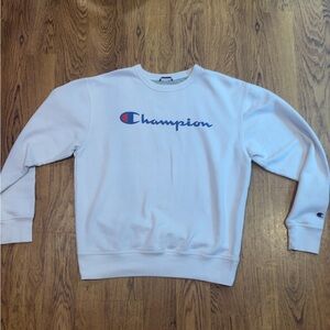 Champion Men's White Logo Crewneck Sweatshirt - Size M